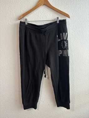 PINK Victoria's Secret Black Sweatpants Jogger Crop Medium